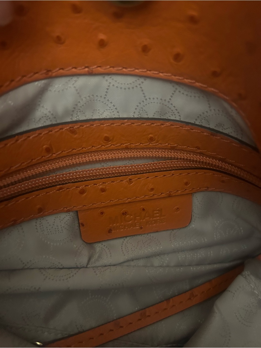 Michael Kors Orange Leather Satchel with Gold Hardware and MK Lock - Picture 12 of 13